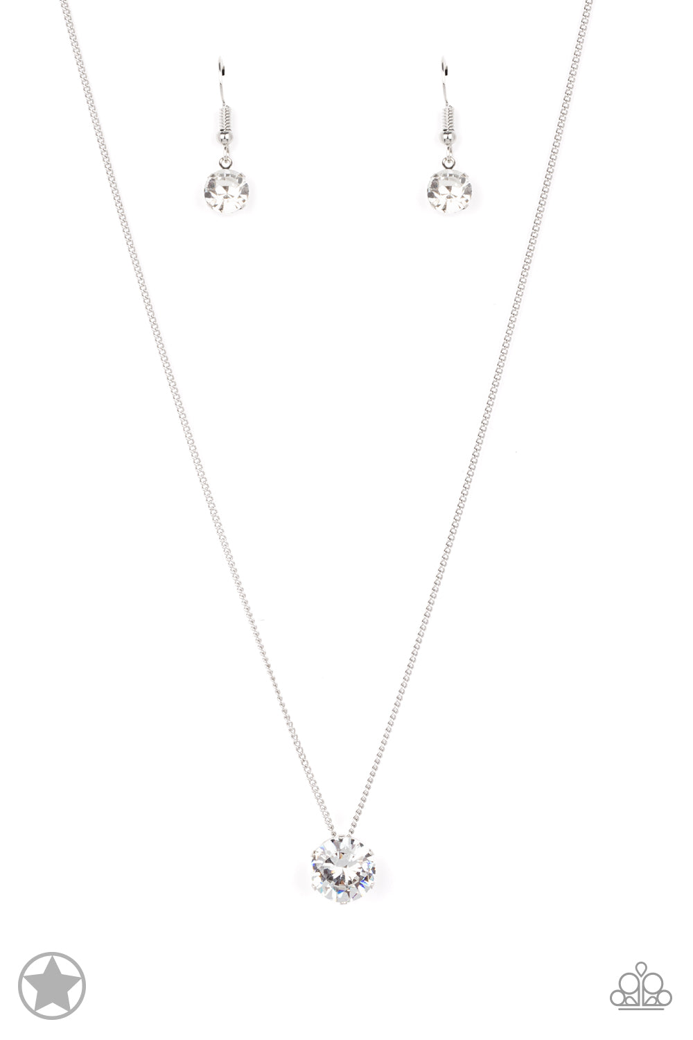 Paparazzi What A Gem - White BlockBuster Dainty Necklace