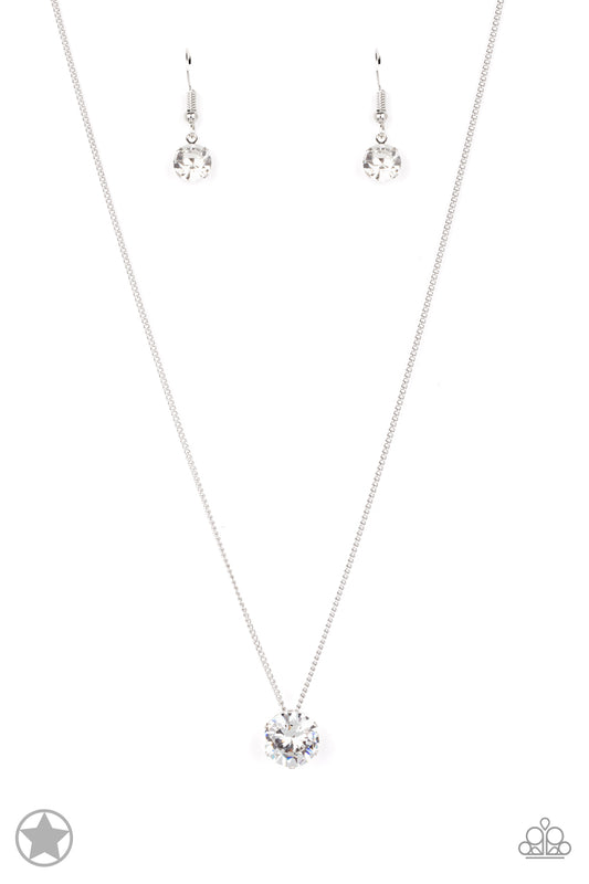 Paparazzi What A Gem - White BlockBuster Dainty Necklace