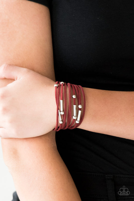 Paparazzi Accessories Back To BACKPACKER - Red Suede Bracelet