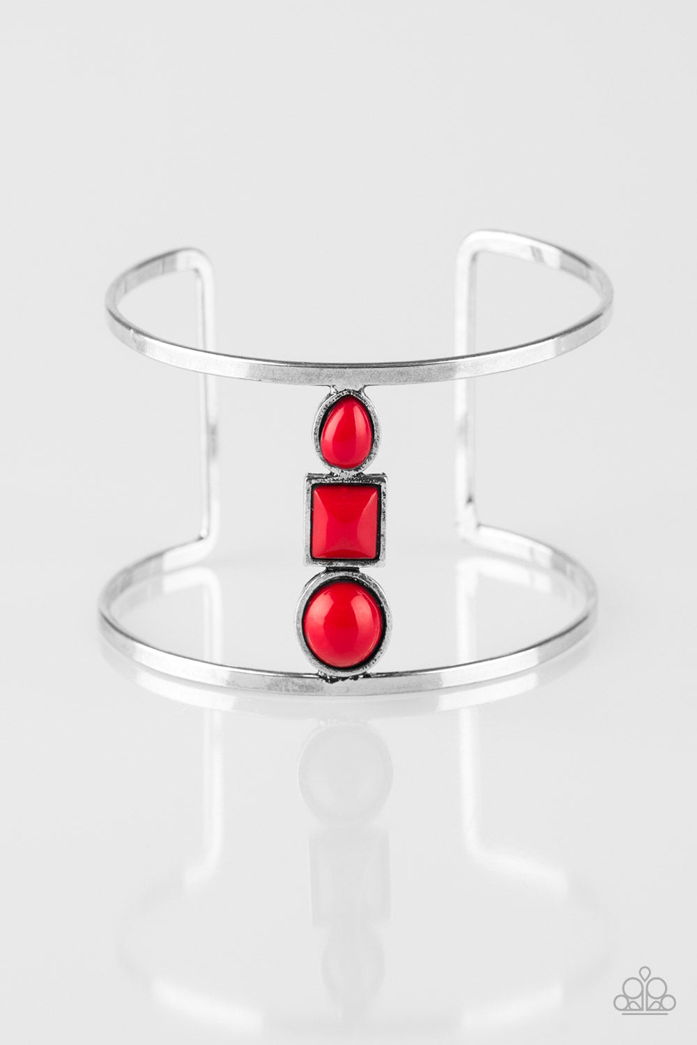 Paparazzi Sahara Siren - Red & Silver Cuff Bracelet