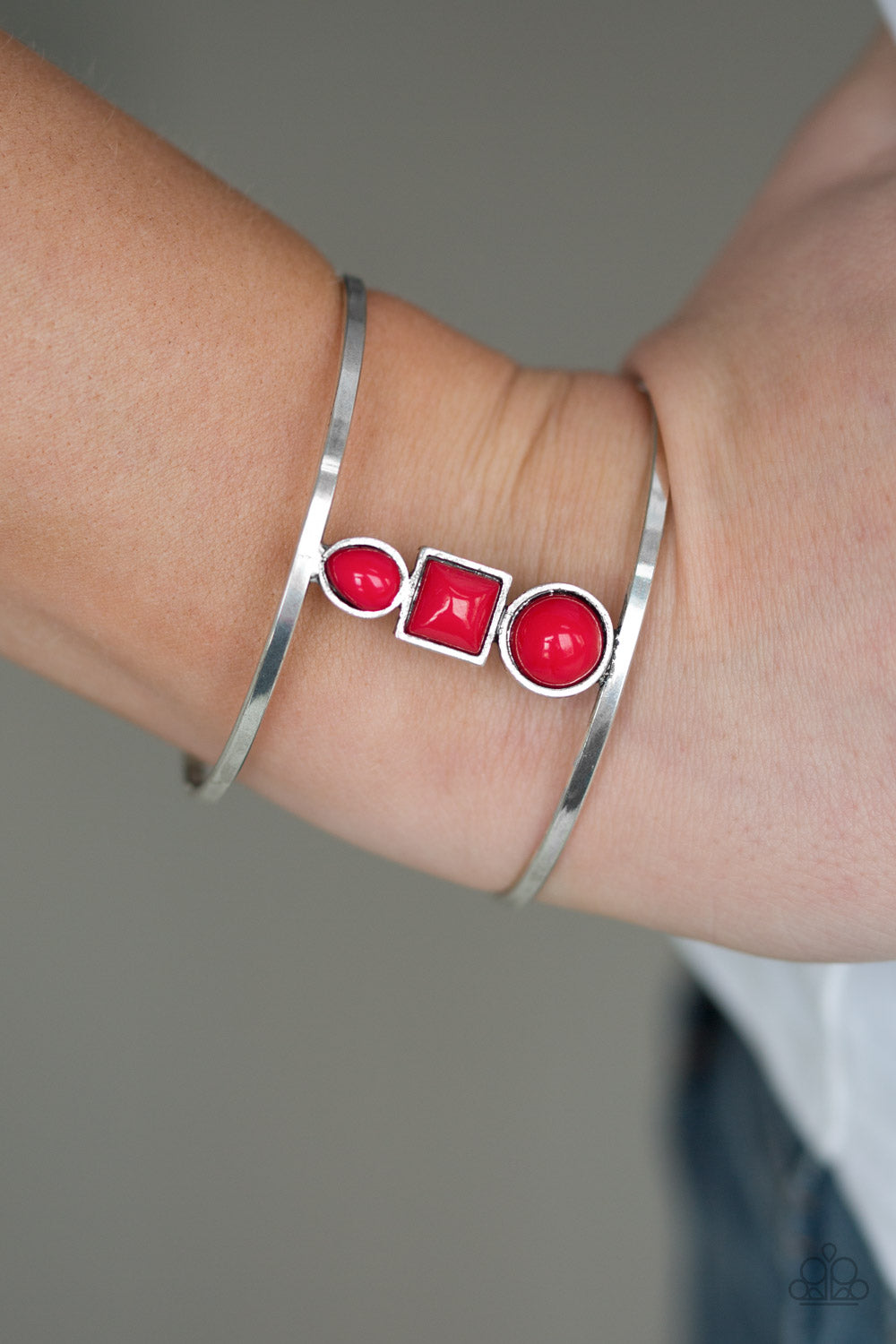 Paparazzi Sahara Siren - Red & Silver Cuff Bracelet