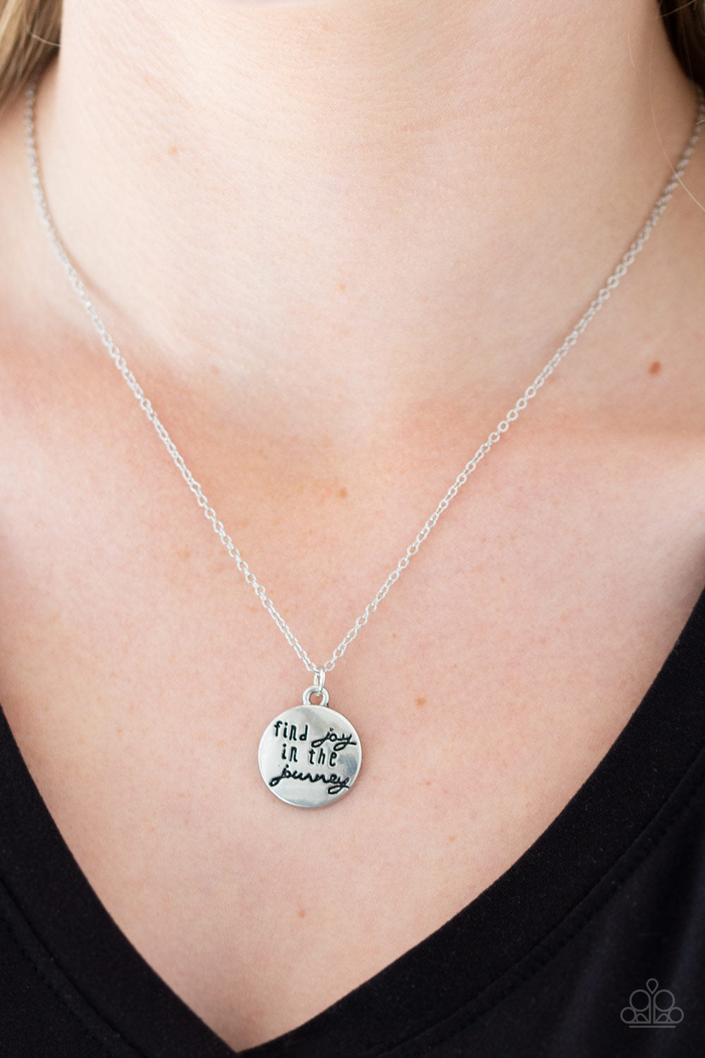 Paparazzi Accessories Find Joy - Silver Motivational Necklace