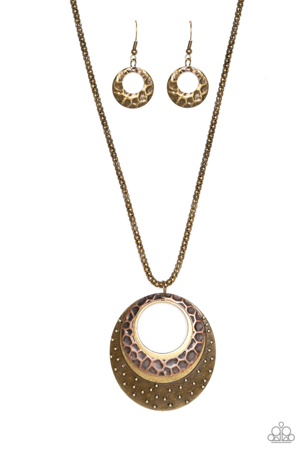 Paparazzi Texture Trio - Multi Brass Necklace