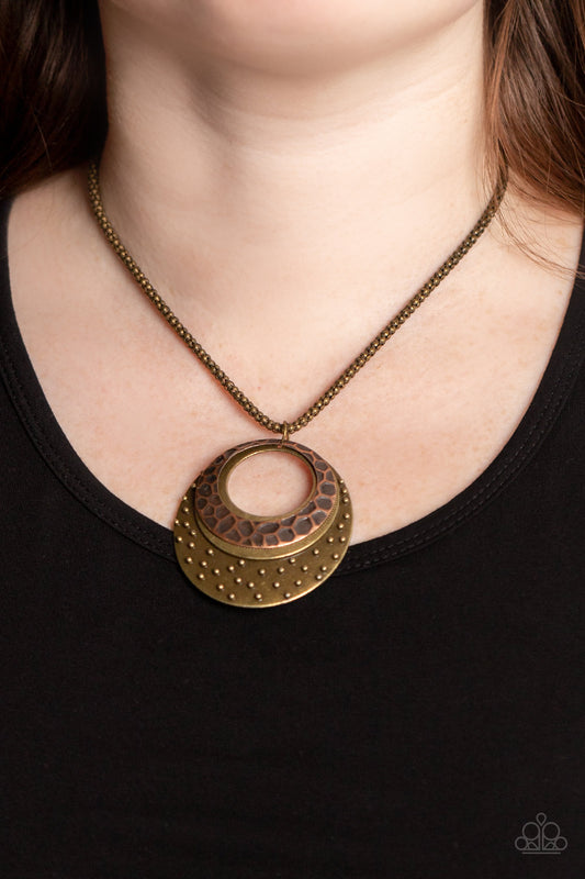 Paparazzi Texture Trio - Multi Brass Necklace