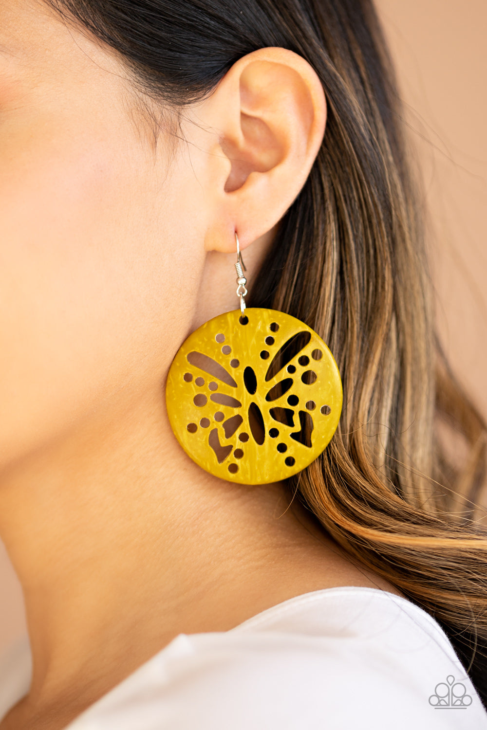 Paparazzi Accessories Bali Butterfly - Yellow Wooden Earring