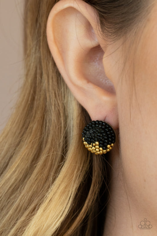 Paparazzi Accessories As Happy As Can BEAD - Black Post Earring