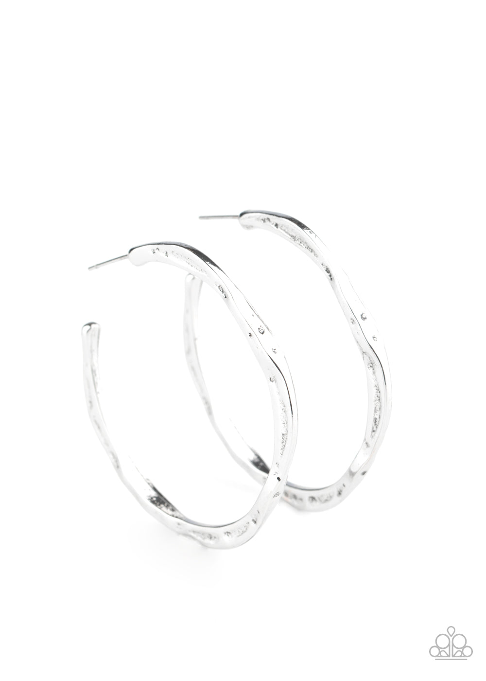 Paparazzi Accessories Asymmetrical Attitude - Silver Hoop Earring