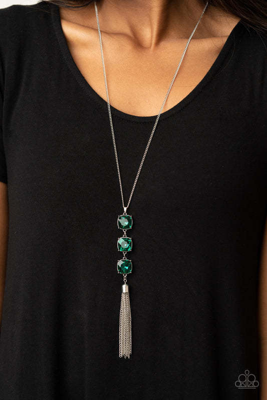 Paparazzi Accessories GLOW Me The Money! - Green Long Necklace