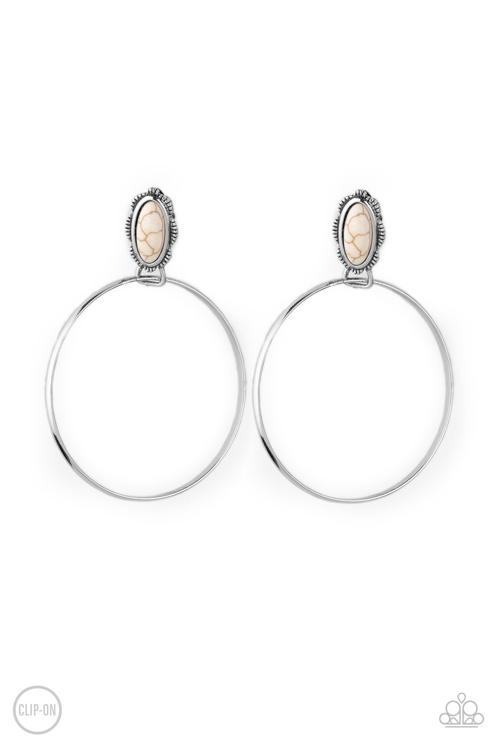 Paparazzi Accessories At Long LASSO - White Clip On Earring