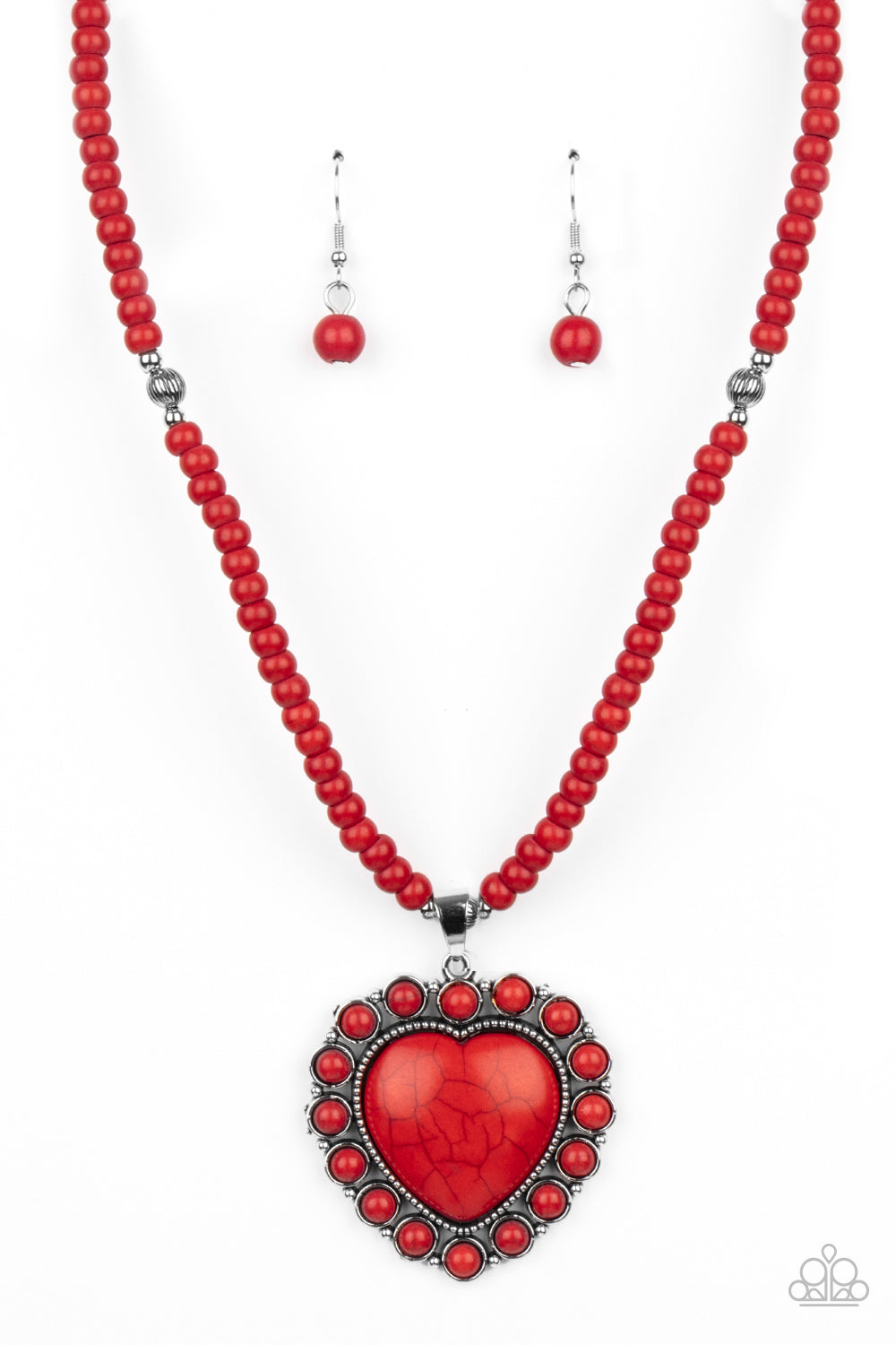 Paparazzi Accessories A Heart Of Stone - Red Heart Necklace