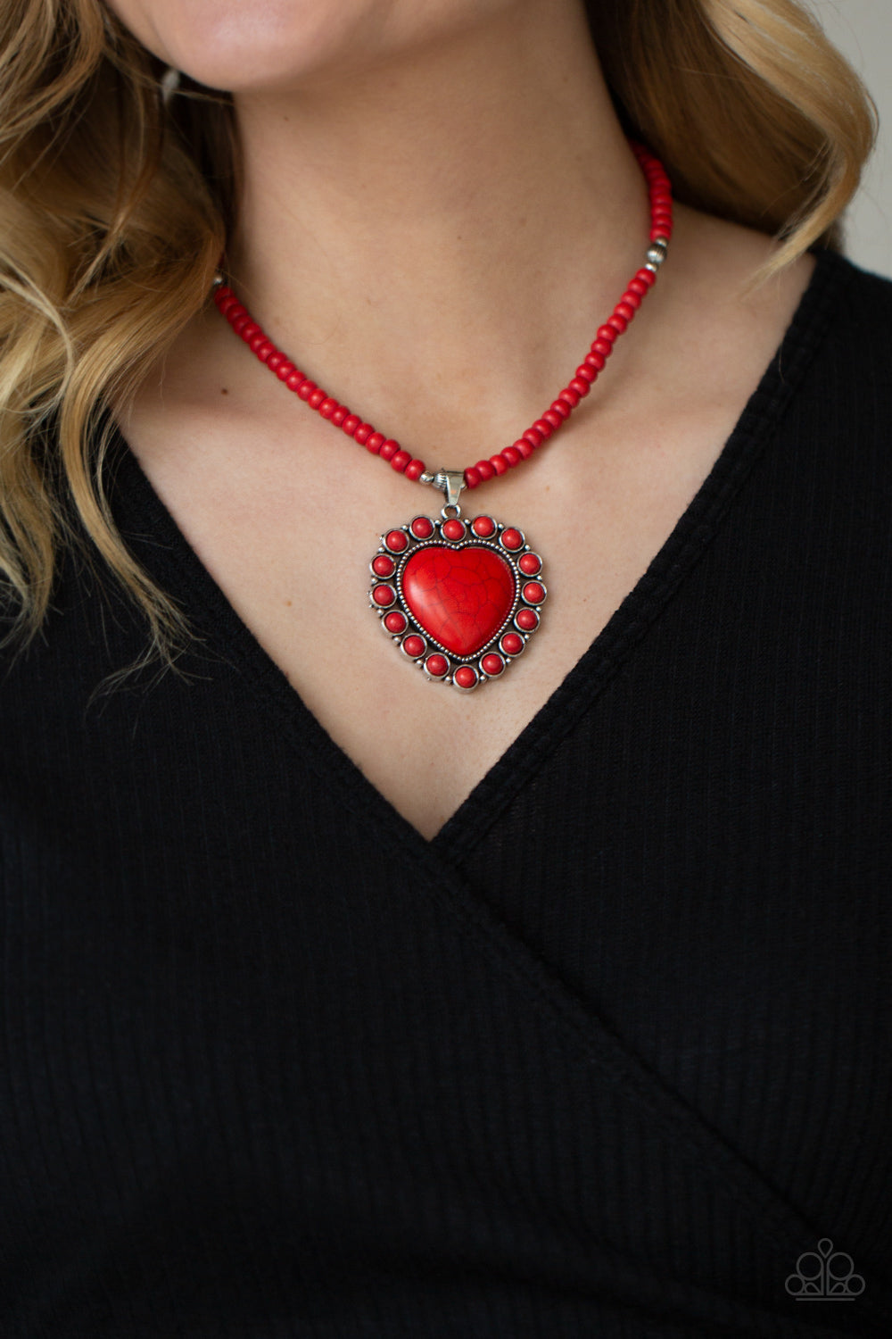 Paparazzi Accessories A Heart Of Stone - Red Heart Necklace