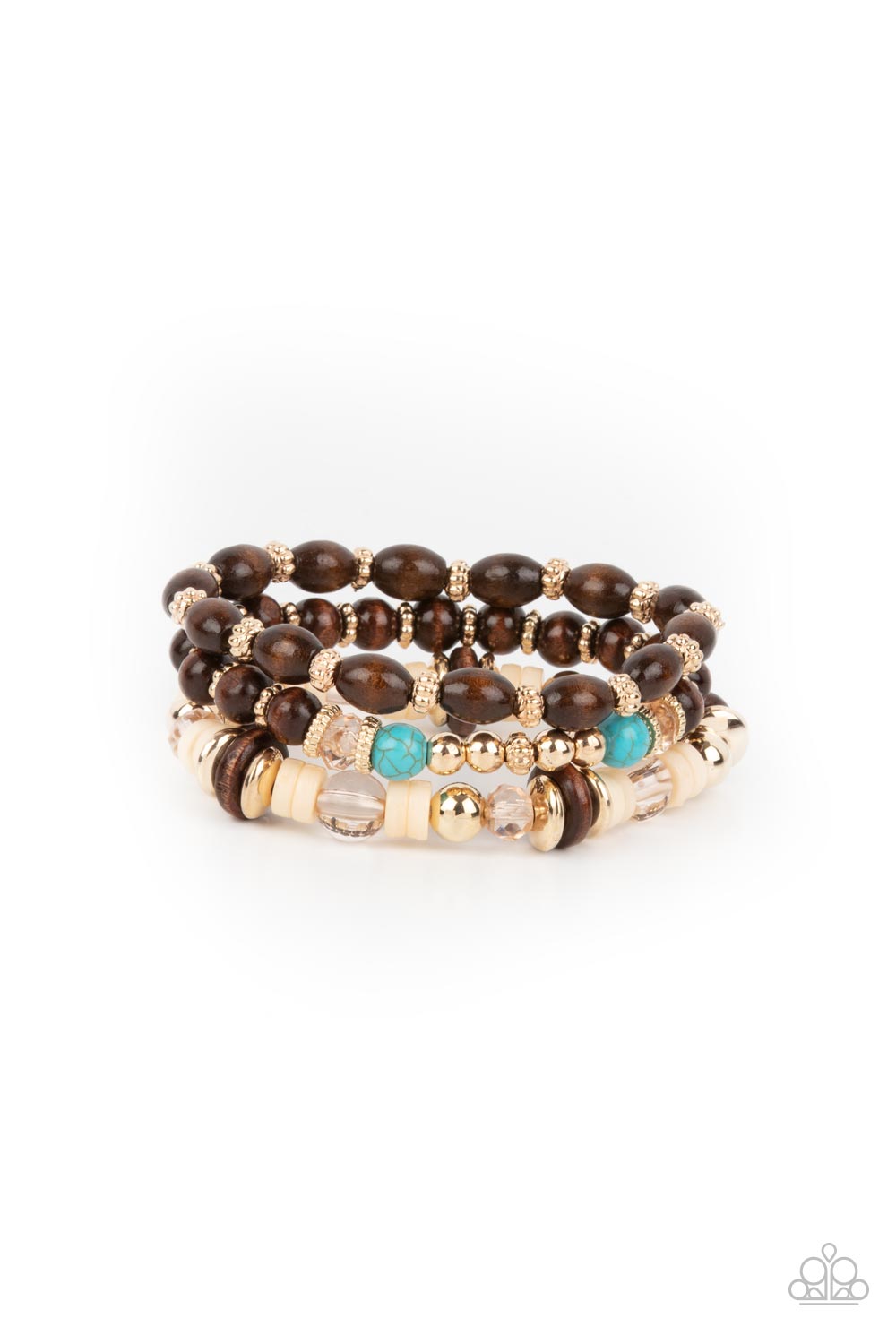 Paparazzi Accessories Belongs In The Wild - Gold Strethcy Band Bracelets