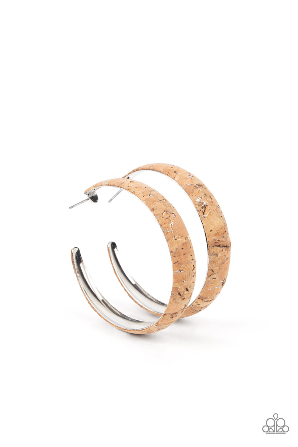 Paparazzi Accessories - A CORK In The Road - Silver Hoop Earrings