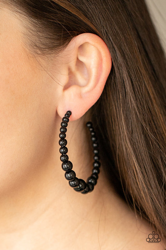 Paparazzi Accessories Glamour Graduate - Black Hoop Earring