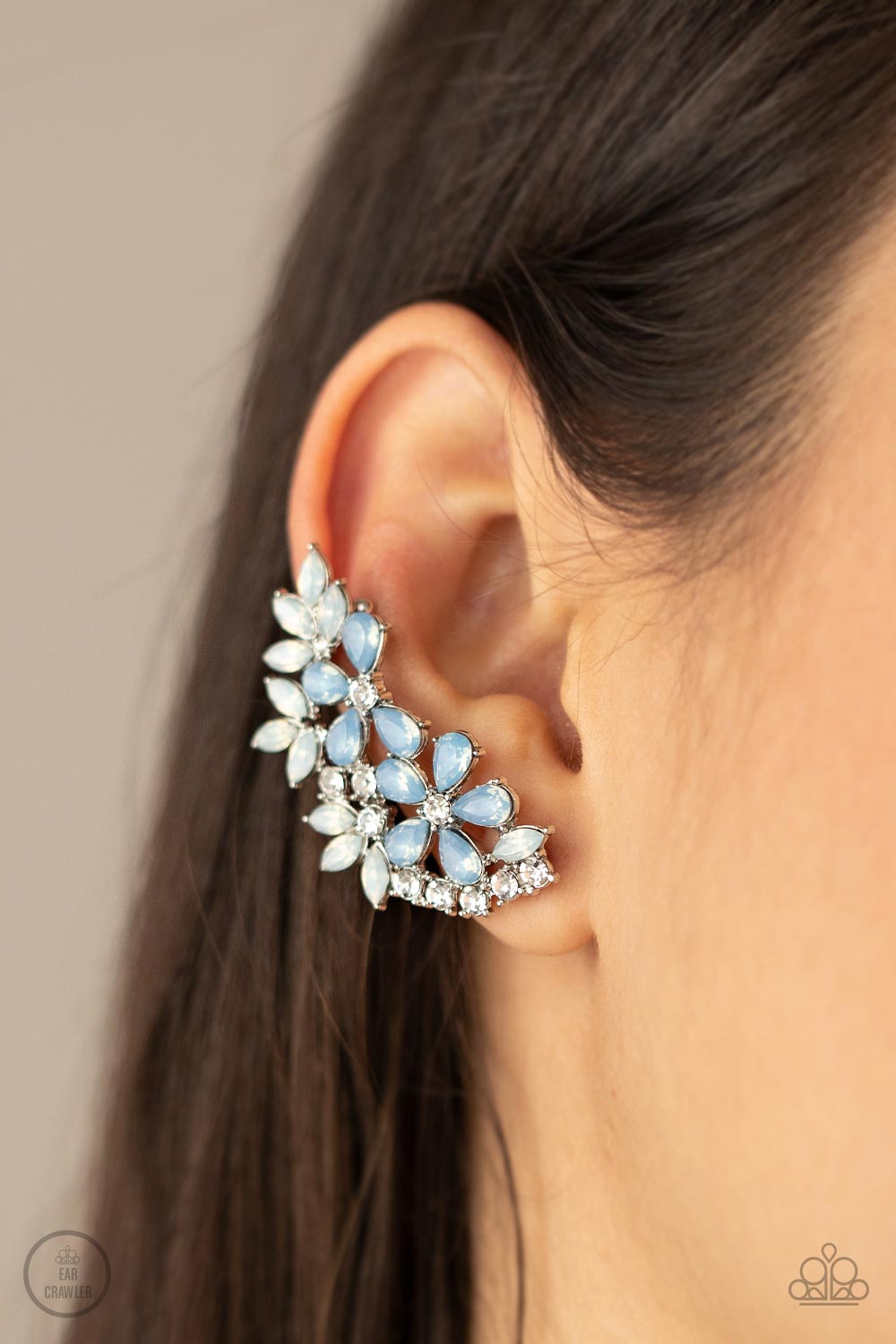 Paparazzi Garden Party Powerhouse - Blue Ear-Crawlers Post Earring