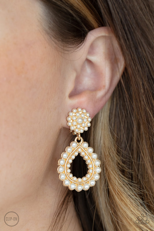 Paparazzi Discerning Droplets - Gold  Cliop-On Earring