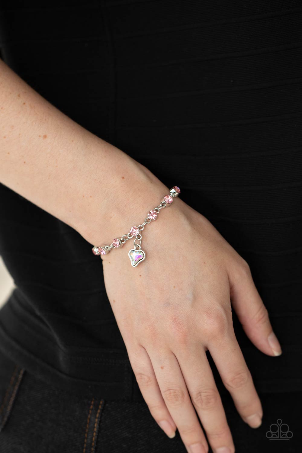 Paparazzi Accessories  Sweet Sixteen - Pink Heart Charm Bracelet