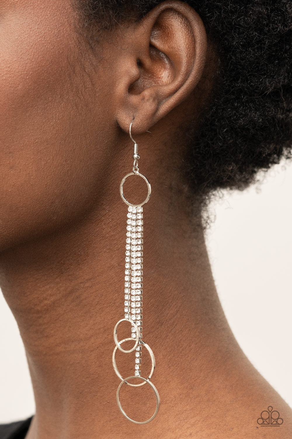 Paparazzi Demurely Dazzling - White Fish-Hook Earring