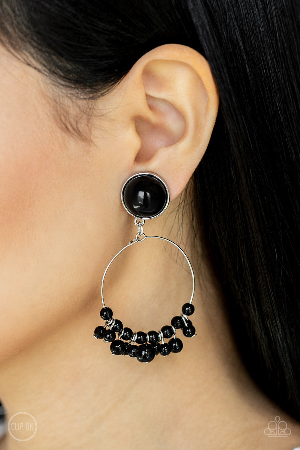 Paparazzi Accessories Cabaret Charm - Black Clip On Earring