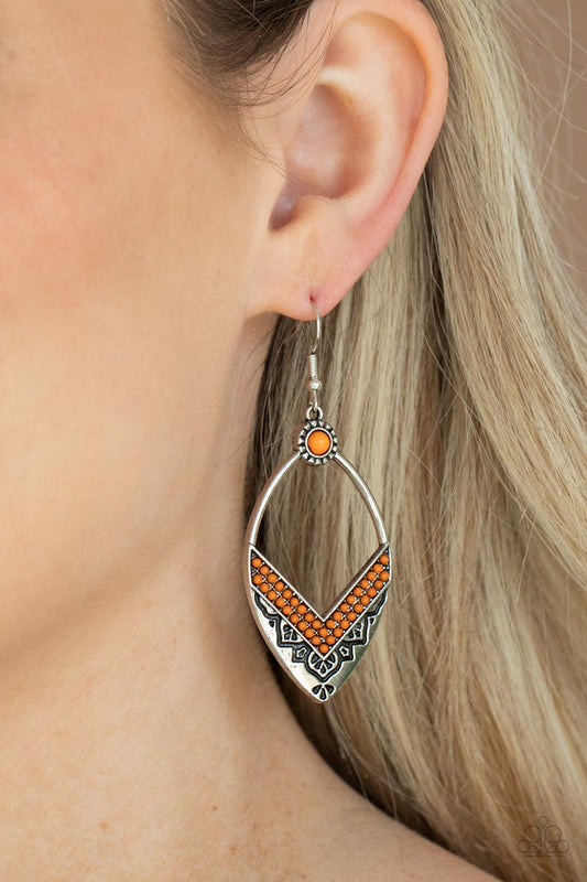 Papaparzzi Accessories Indigenous Intentions - Orange Fish-hook Earring