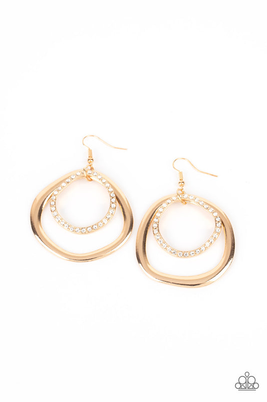 Paparazzi Spinning With Sass - Gold Fish-hook Earring