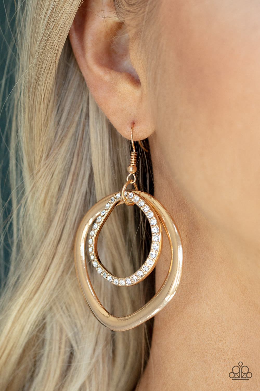 Paparazzi Spinning With Sass - Gold Fish-hook Earring