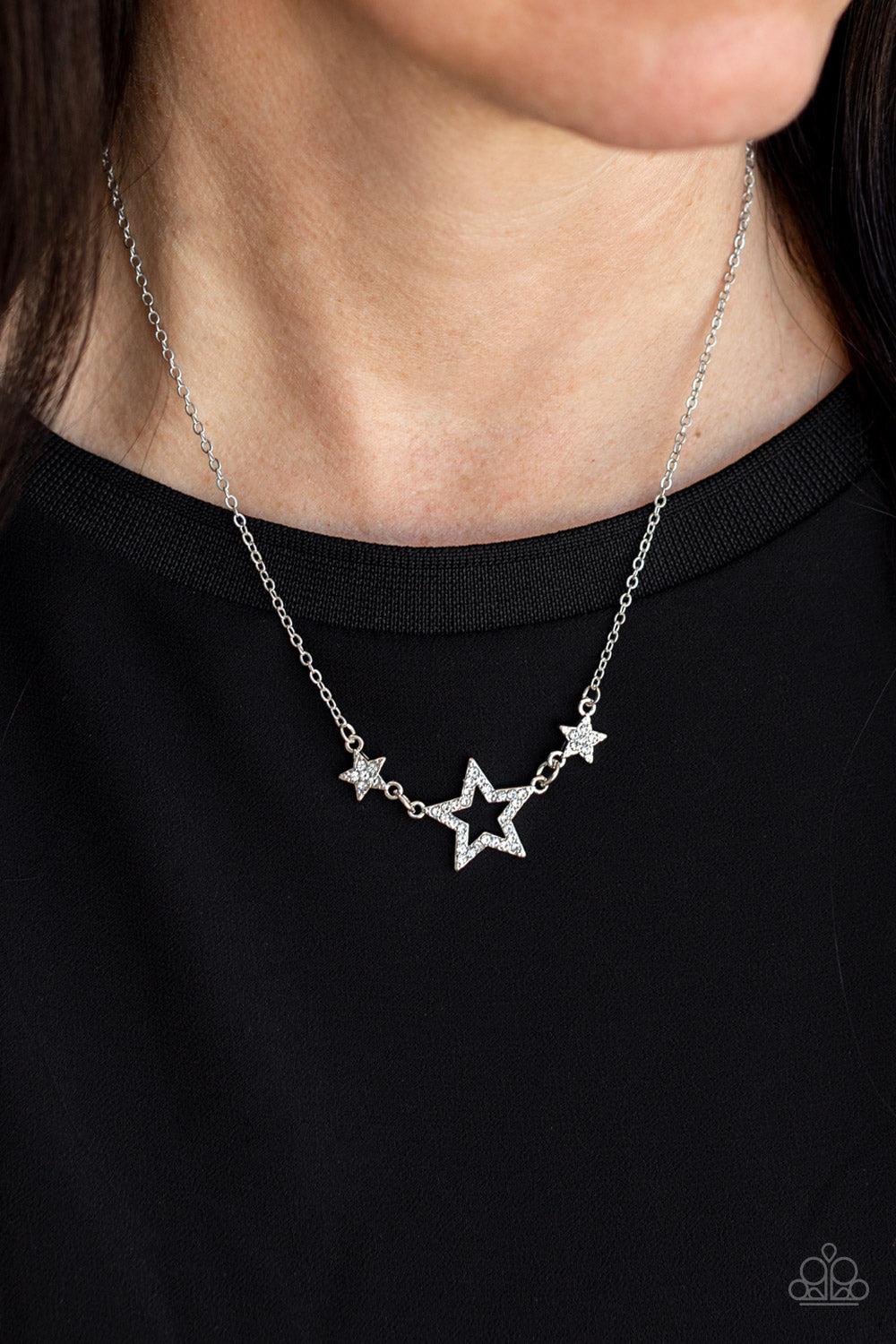 Paparazzi United We Sparkle - White Patriotic Stars Necklace