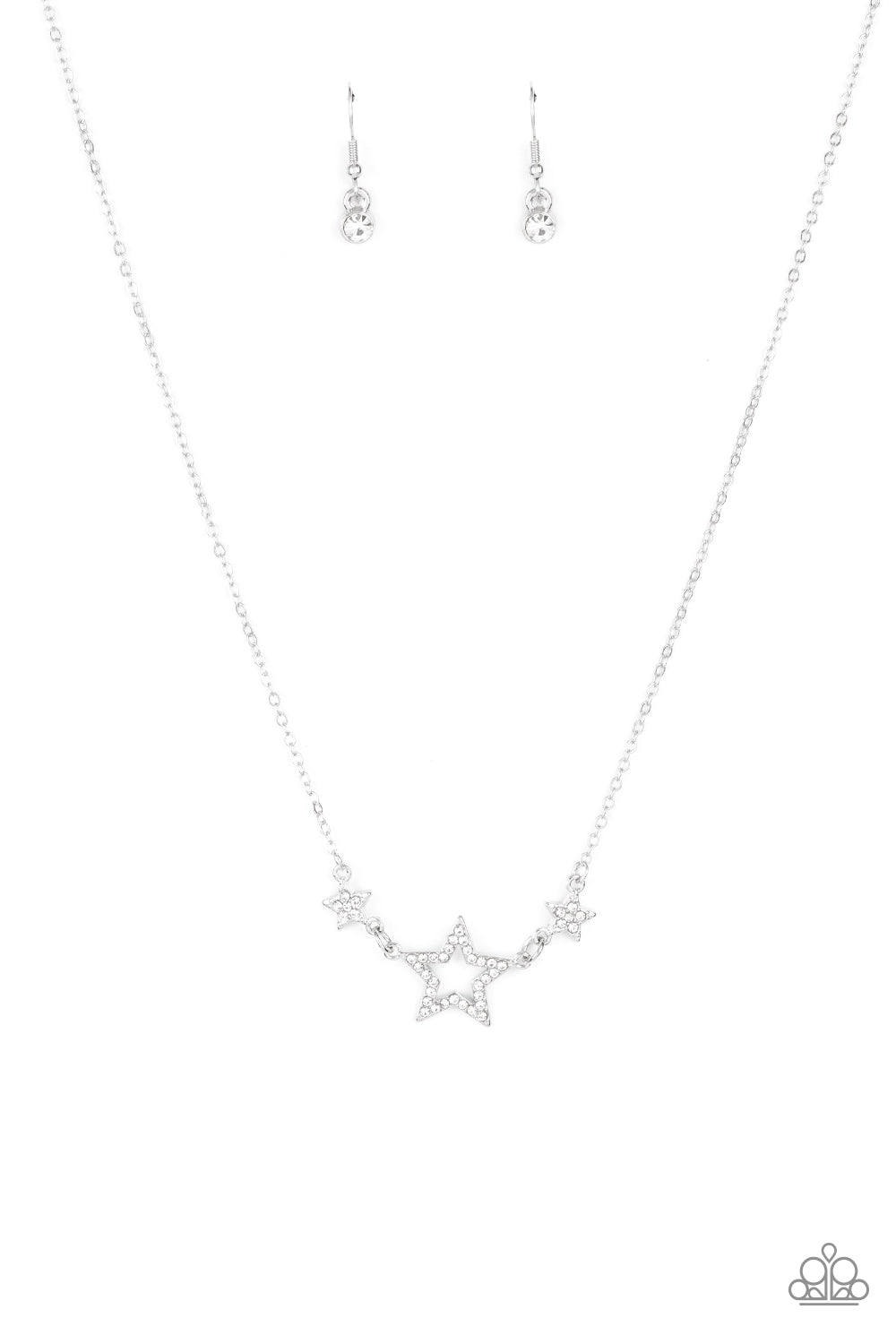 Paparazzi United We Sparkle - White Patriotic Stars Necklace