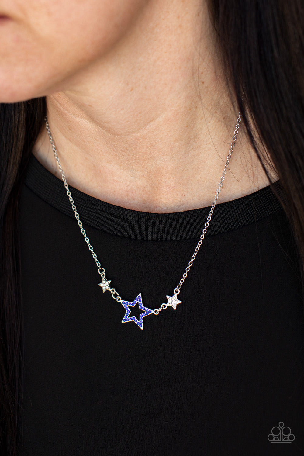 Paparazzi United We Sparkle - Blue Patriotic Stars Necklace