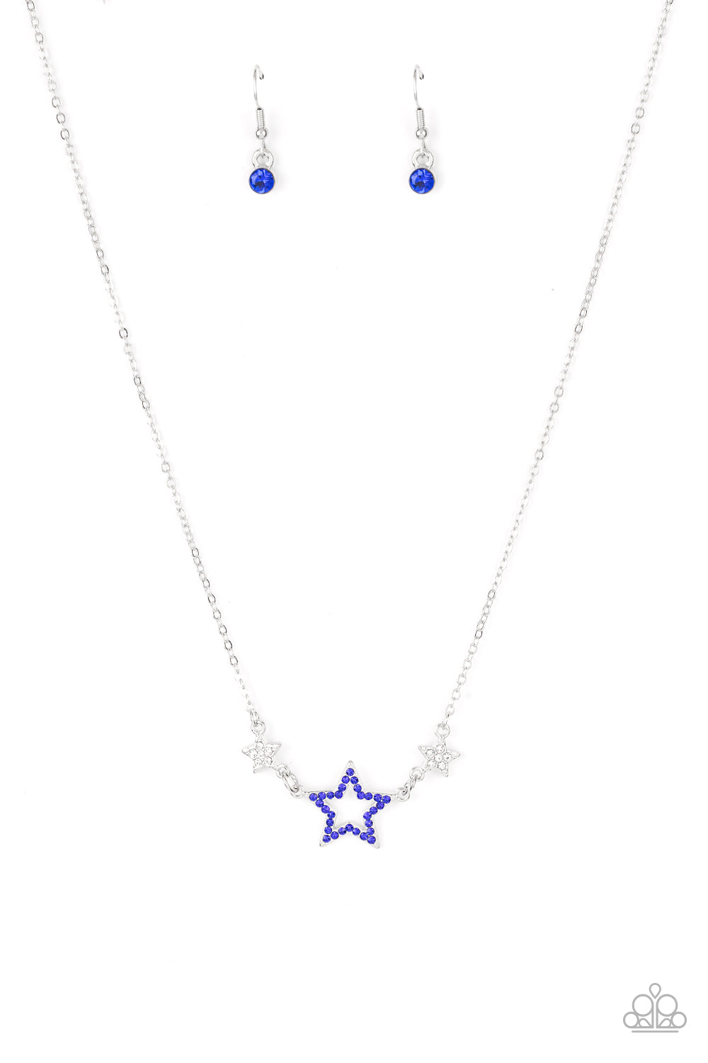 Paparazzi United We Sparkle - Blue Patriotic Stars Necklace