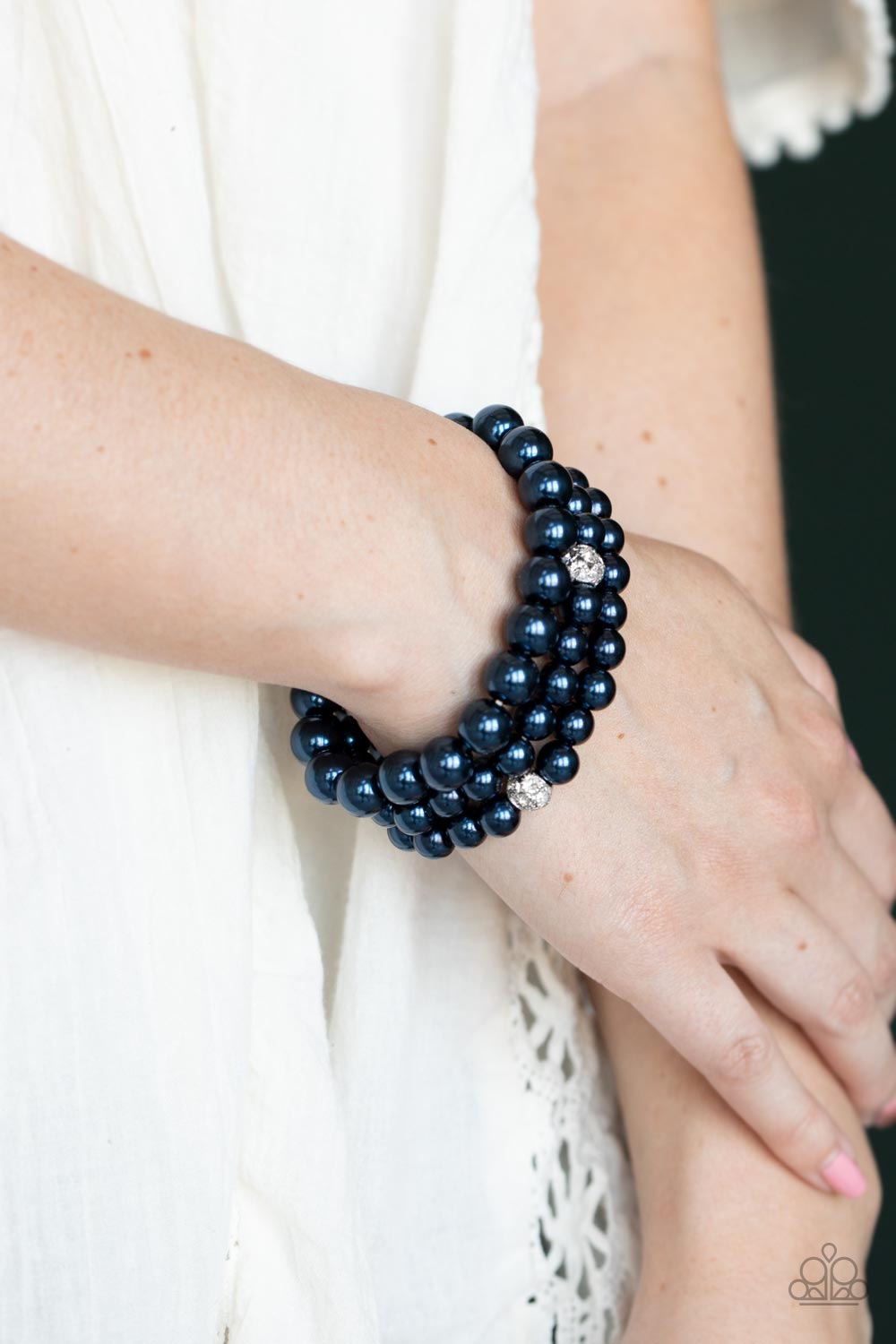 Paparazzi Here Comes The Heiress - Blue Beaded Stretchy Bracelet