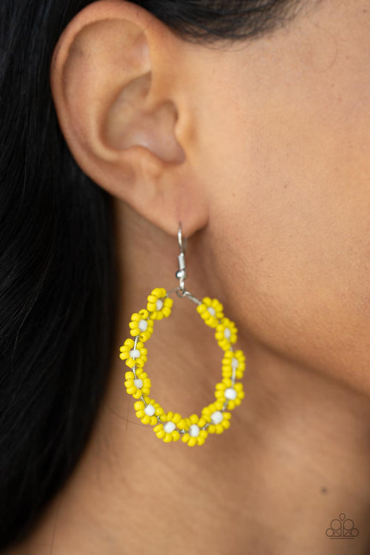 Paparazzi Accessories Festively Flower Child - Yellow Beaded earring