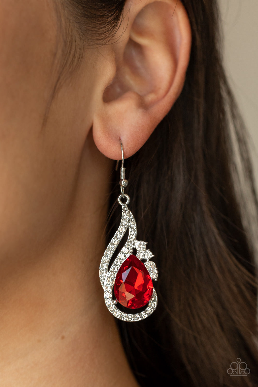 Paparazzi Dancefloor Diva - Red Fishhook Earring