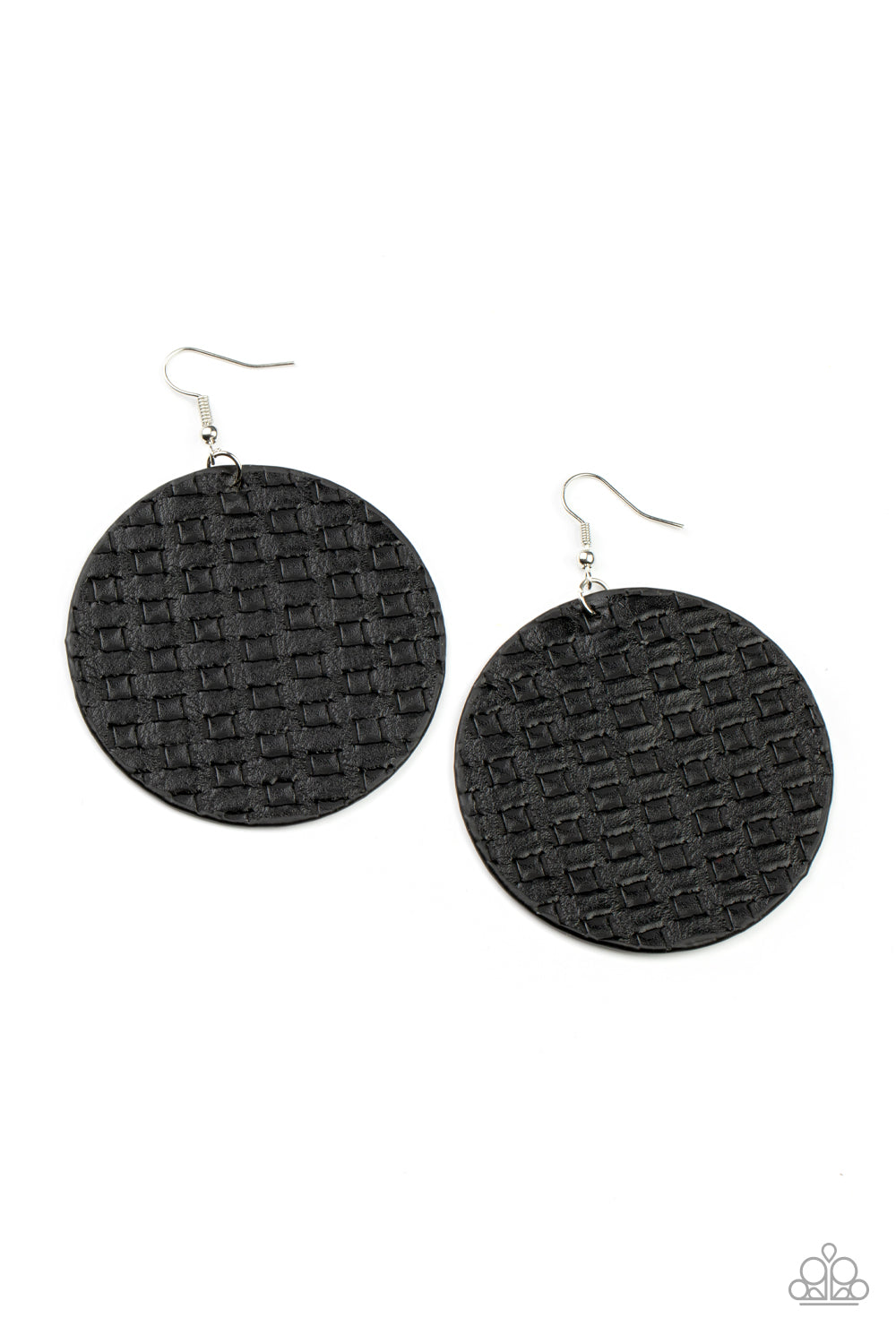 Paparazzi WEAVE Me Out Of It - Black Fishhook Faux Leather Earring