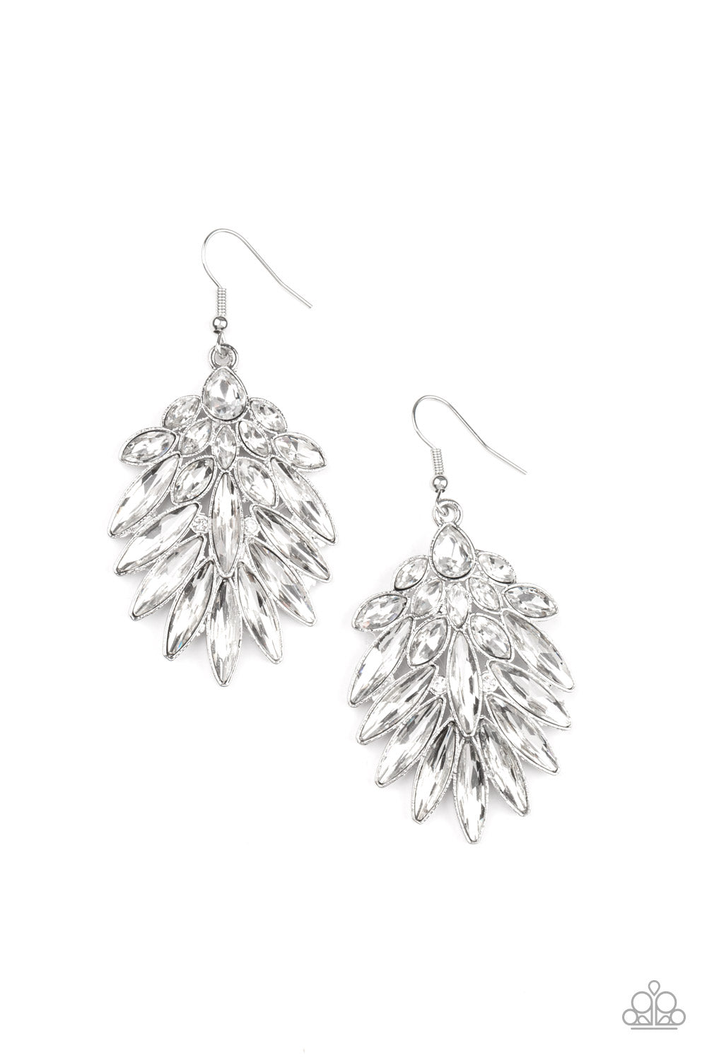 Paparazzi Accessories COSMIC-politan - White Rhinestone Fishhook Earring