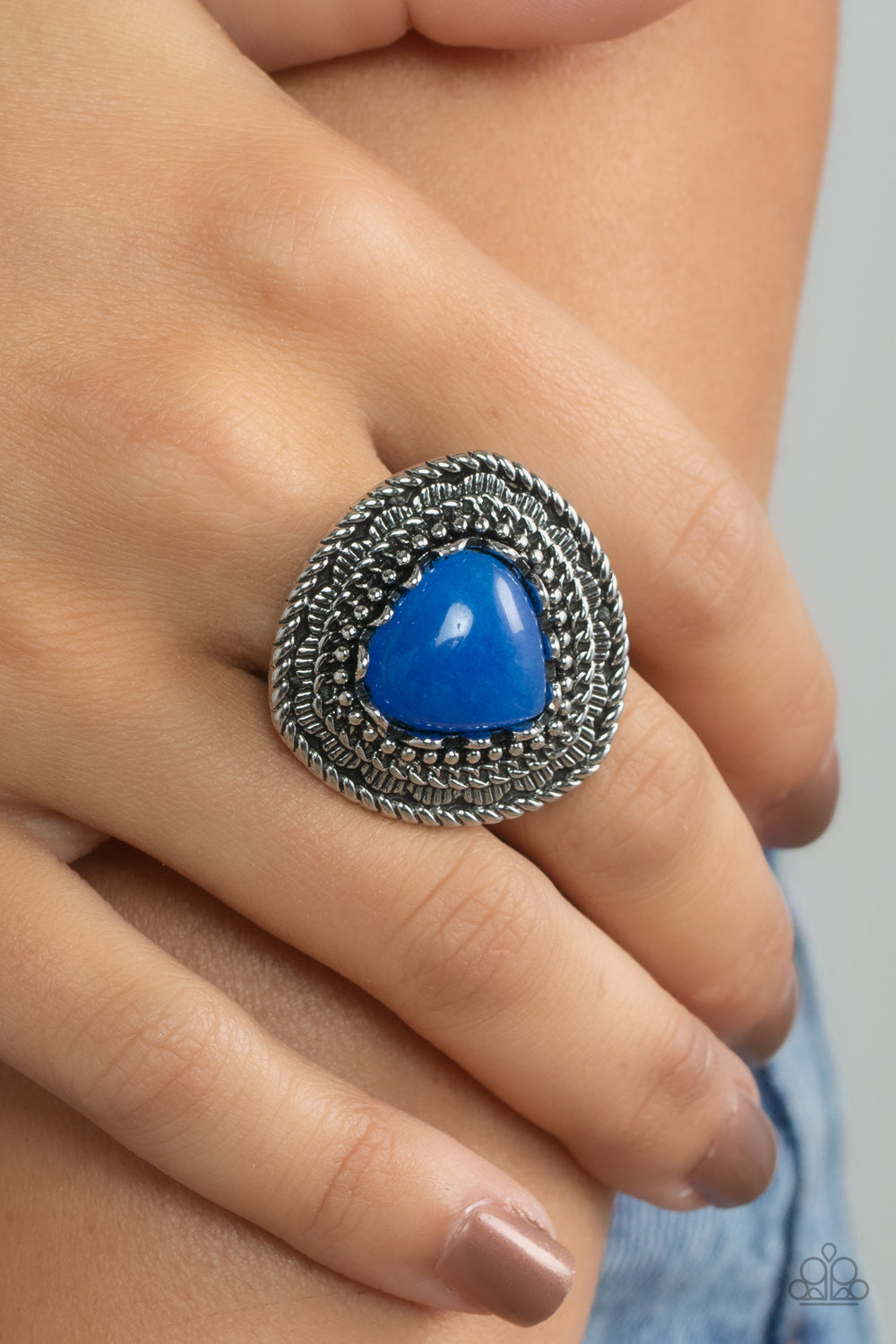 Paparazi Genuinely Gemstone - Blue Stretchy Band Ring