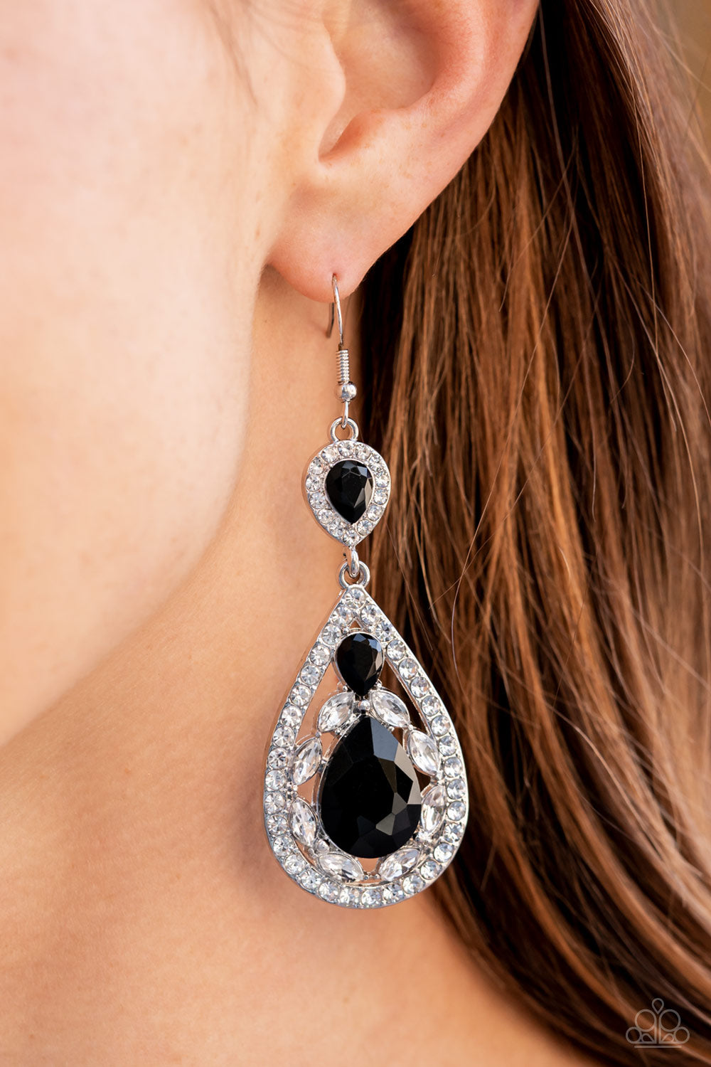 Paparazzi Posh Pageantry - Black Fishhook Earring