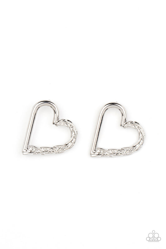 Paparazzi Cupid, Who? - Silver Post Heart Shaped Earring