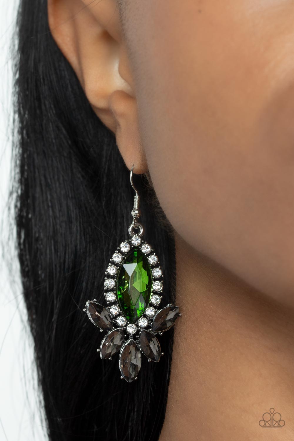 Paparazzi Serving Up Sparkle - Green Fish-Hook Earrings