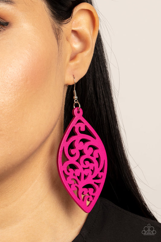 Paparazzi Accessories Coral Garden - Pink Wooden Earring