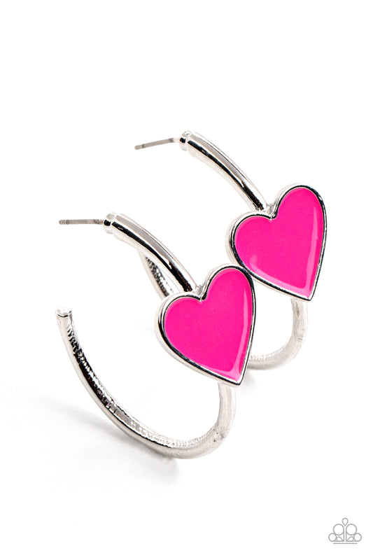 Paparazzi Kiss Up - Pink Hoop Earring