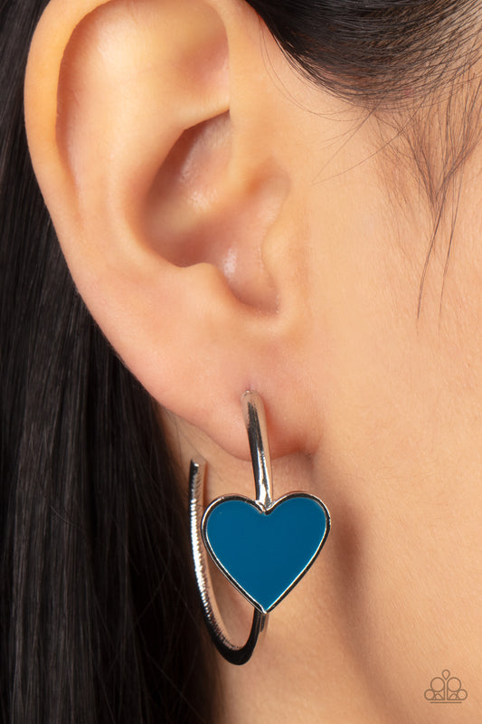 Paparazzi Accessories  Kiss Up - Blue Hoop Earring