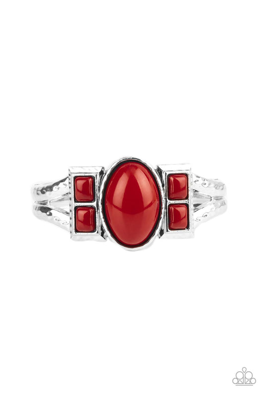 Paparazzi A Touch of Tiki - Red Hinged Bracelet