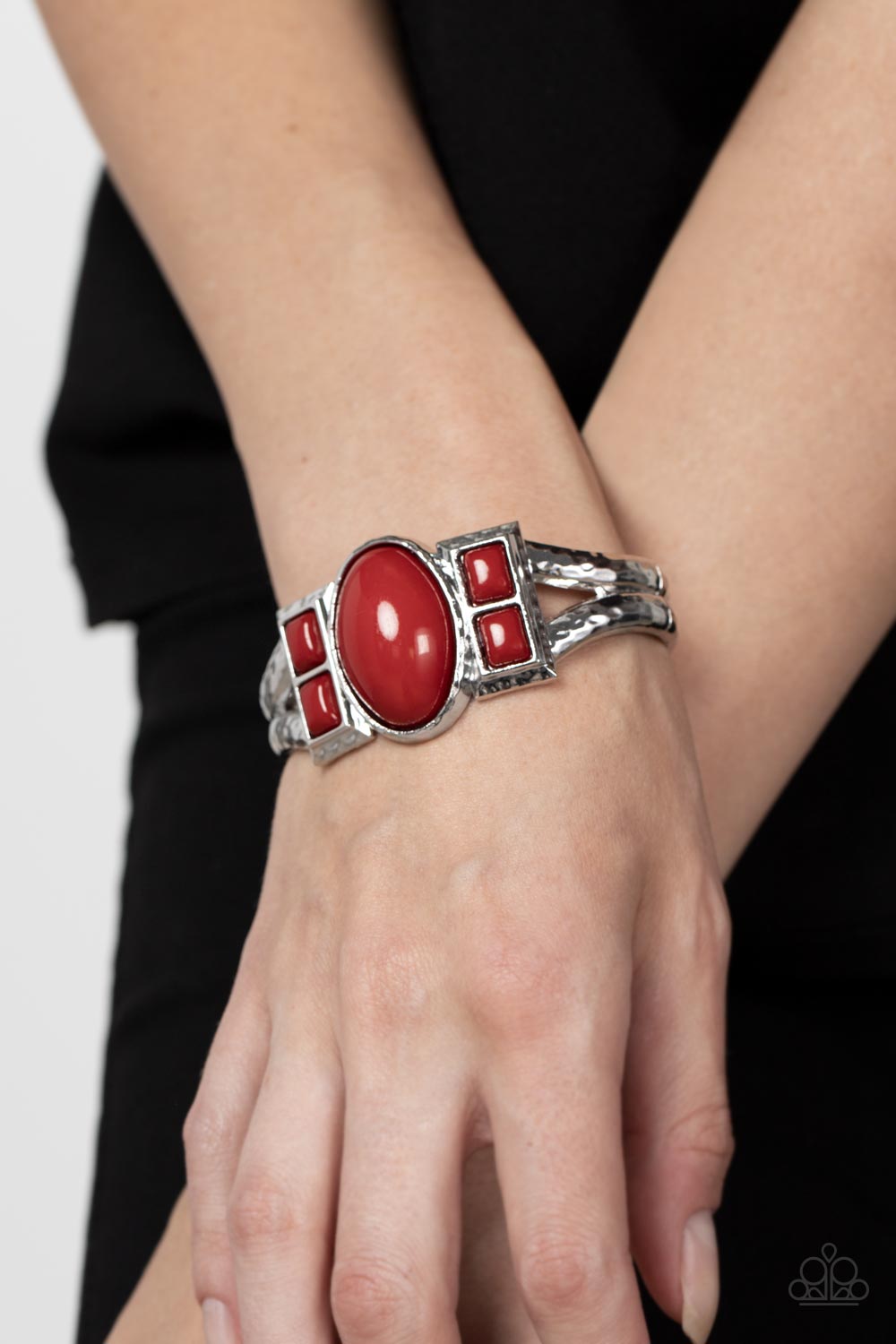 Paparazzi A Touch of Tiki - Red Hinged Bracelet