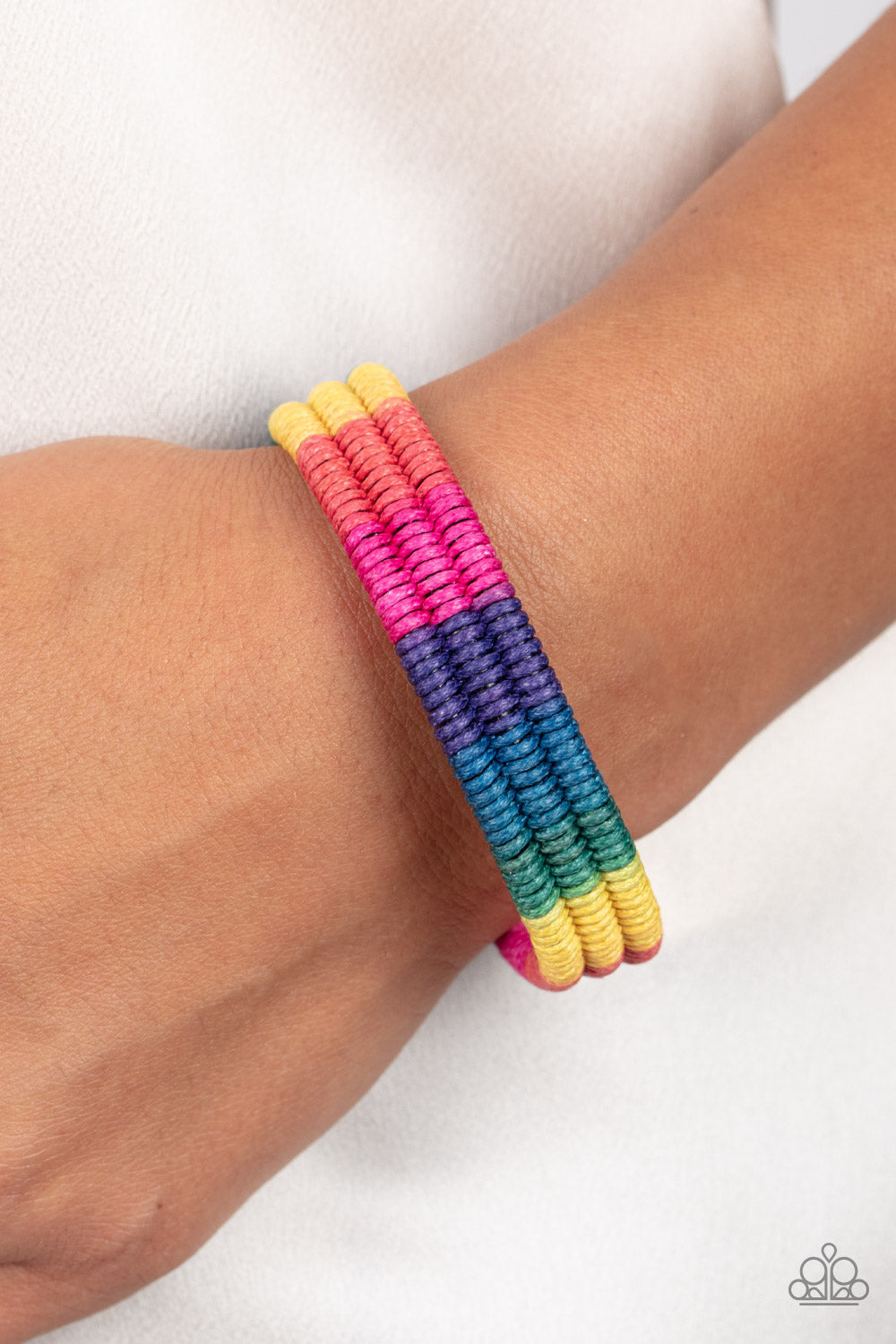 Paparazzi Rainbow Renegade - Multi Wooven Cord Band