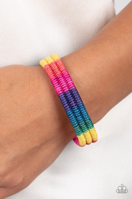 Paparazzi Rainbow Renegade - Multi Wooven Cord Band