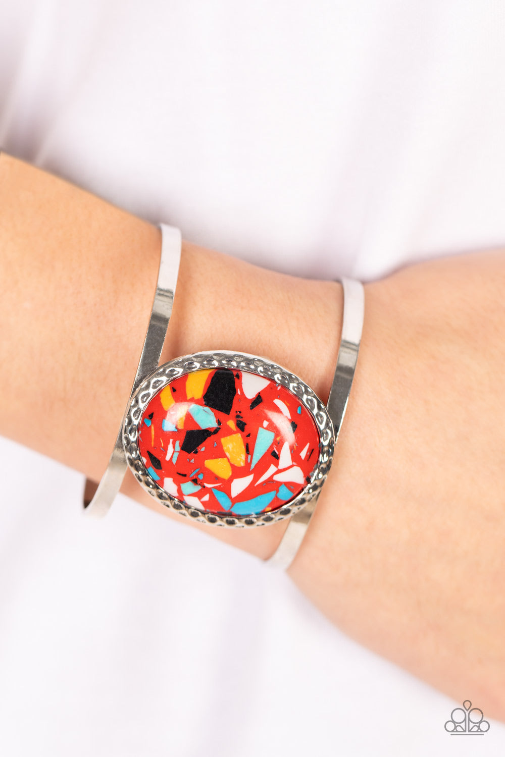 Paparazzi Tantalizingly Terrazzo - Red Cuff Bracelet