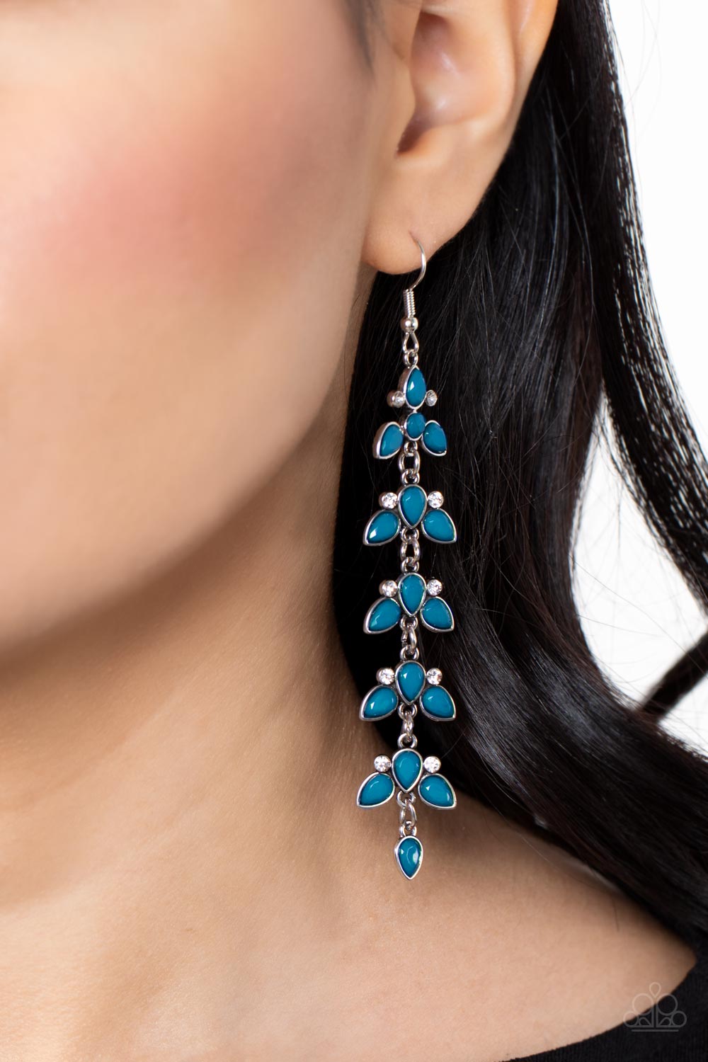 Paparazzi Fanciful Foliage - Blue Fishhook Earring