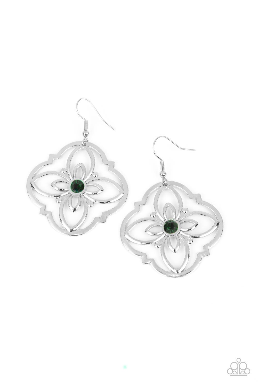 Paparazzi  Treasure GROVE - Green Fish-hook Earring