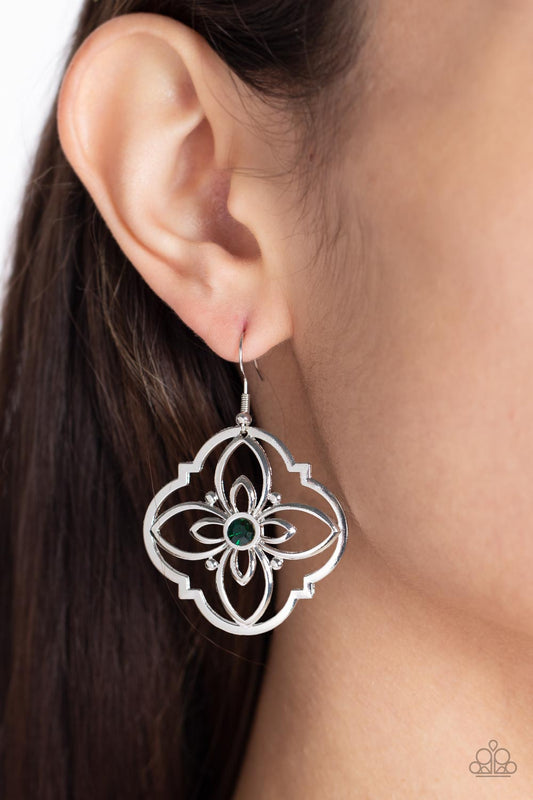 Paparazzi  Treasure GROVE - Green Fish-hook Earring